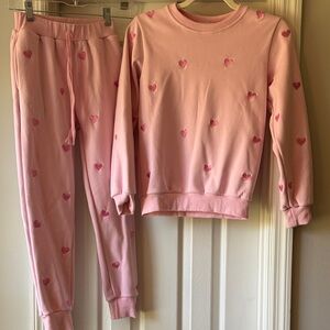 Lola + The Boys Pink Heart Pajama Set